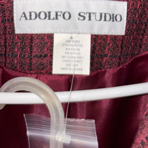 Adolfo Studio women’s tweed red skirt suit set NEW (size 20W/22W) - Picture 2 of 7